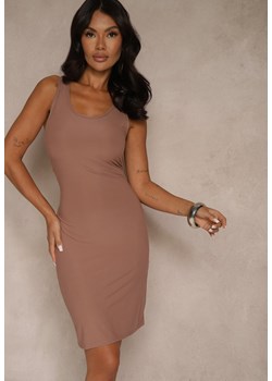 Brązowa Sukienka Typu Bodycon z Bawełną Neralissea ze sklepu renee.pl w kategorii Sukienki - zdjęcie 182020510