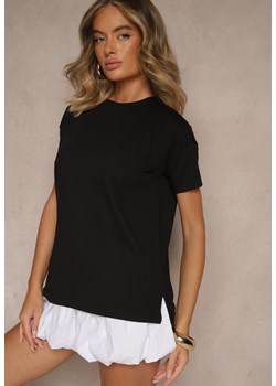 Czarny Bawełniany T-shirt o Kroju Oversize Zilona ze sklepu renee.pl w kategorii Bluzki damskie - zdjęcie 182020793
