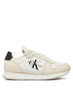 Sneakersy Calvin Klein Jeans Runner Sock Laceup Ml Lth YW0YW01616 Biały ze sklepu eobuwie.pl w kategorii Buty sportowe damskie - zdjęcie 182022223
