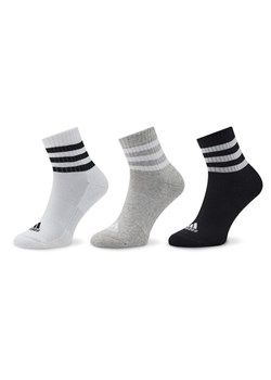Skarpety Niskie Unisex adidas 3-Stripes Cushioned Sportswear Mid-Cut Socks 3 Pairs IC1318 Szary ze sklepu eobuwie.pl w kategorii Skarpetki dziecięce - zdjęcie 182023794