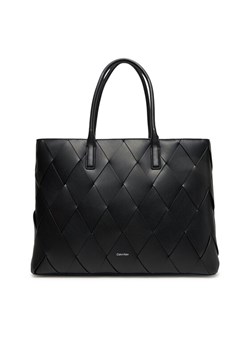 Torebka Calvin Klein Ck Woven Medium Shopper K60K612994 Czarny ze sklepu eobuwie.pl w kategorii Torby Shopper bag - zdjęcie 182024483