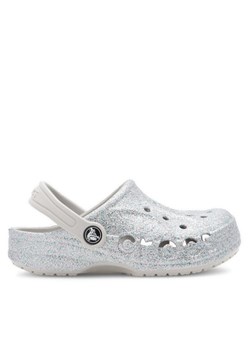 Klapki Crocs BAYA GLITTER CLOG K 207015-040 Srebrny ze sklepu eobuwie.pl w kategorii Klapki dziecięce - zdjęcie 182027833