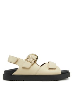 Sandały Tommy Hilfiger Leather Sporty Sandal FW0FW08799 Écru ze sklepu eobuwie.pl w kategorii Sandały damskie - zdjęcie 182029531
