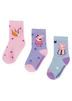 Zestaw 3 par wysokich skarpet dziecięcych Peppa Pig ACCS-SS24-234PP Różowy ze sklepu eobuwie.pl w kategorii Skarpetki dziecięce - zdjęcie 182030171