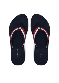 Japonki Tommy Hilfiger Th Corp Mid Wedge Beach Sandal FW0FW08517 Granatowy ze sklepu eobuwie.pl w kategorii Klapki damskie - zdjęcie 182035261