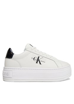 Sneakersy Calvin Klein Jeans Bold Platf Low Lace Lth Ml Met YW0YW01431 Biały ze sklepu eobuwie.pl w kategorii Trampki damskie - zdjęcie 182038844