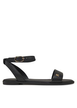Sandały Tommy Hilfiger Ankle Strap Leather Sandal FW0FW08422 Czarny ze sklepu eobuwie.pl w kategorii Sandały damskie - zdjęcie 182039021