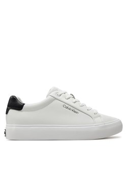 Sneakersy Calvin Klein Vulcanized Lace Up Lth HW0HW02037 Biały ze sklepu eobuwie.pl w kategorii Buty sportowe damskie - zdjęcie 182040452