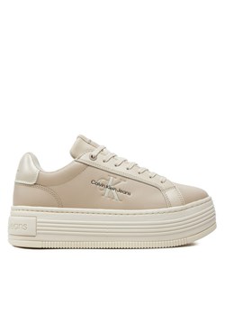 Sneakersy Calvin Klein Jeans Bold Platf Low Lace Lth Ml Mtl YW0YW01516 Beżowy ze sklepu eobuwie.pl w kategorii Buty sportowe damskie - zdjęcie 182042231