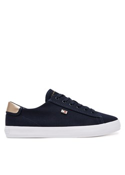 Sneakersy Tommy Hilfiger Vulc Canvas Lace Up Sneaker FW0FW08647 Granatowy ze sklepu eobuwie.pl w kategorii Buty sportowe damskie - zdjęcie 182046611
