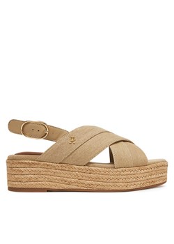 Espadryle Tommy Hilfiger Denim Espadrille Platform Sandal FW0FW08669 Beżowy ze sklepu eobuwie.pl w kategorii Espadryle damskie - zdjęcie 182051924