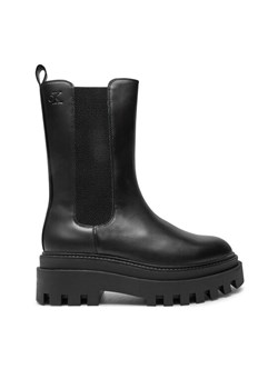 Sztyblety Calvin Klein Jeans Flatform YW0YW01542 Czarny ze sklepu eobuwie.pl w kategorii Botki - zdjęcie 182053101