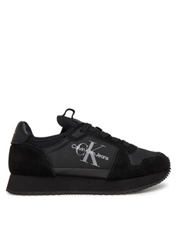 Sneakersy Calvin Klein Jeans Runner Sock Laceup Ny-Lth Wn YW0YW00840 Czarny ze sklepu eobuwie.pl w kategorii Buty sportowe damskie - zdjęcie 182053281
