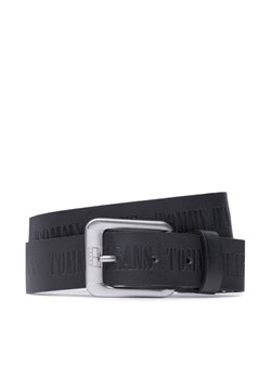 Pasek Męski Tommy Jeans Tj Heritage Leather Adj 3.5 AM0AM10908 Czarny ze sklepu eobuwie.pl w kategorii Paski męskie - zdjęcie 182054413