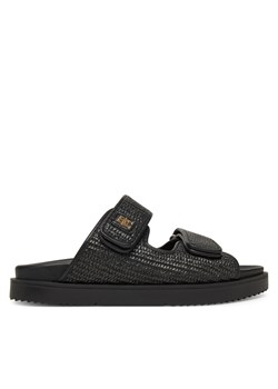 Klapki Tommy Hilfiger DOUBLE STRAP RAFFIA FW0FW08940 Czarny ze sklepu eobuwie.pl w kategorii Klapki damskie - zdjęcie 182054600