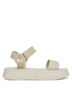 Sandały Calvin Klein Jeans Sandal Velcro Webbing Mg YW0YW01693 Écru ze sklepu eobuwie.pl w kategorii Sandały damskie - zdjęcie 182055734