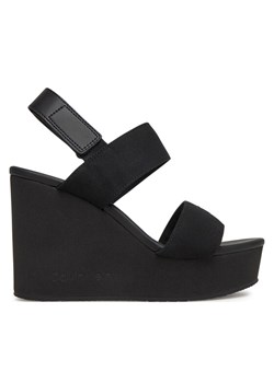 Sandały Calvin Klein Jeans Wedge Sandal Webbing In YW0YW01790 Czarny ze sklepu eobuwie.pl w kategorii Sandały damskie - zdjęcie 182057833