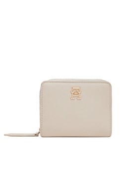 Mały Portfel Damski Tommy Hilfiger Th Logotape Med Za AW0AW17408 Écru ze sklepu eobuwie.pl w kategorii Portfele damskie - zdjęcie 182057991