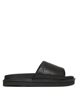Klapki Calvin Klein Jeans Flat Molded Slide Sandal Lth YM0YM01225 Czarny ze sklepu eobuwie.pl w kategorii Klapki męskie - zdjęcie 182058742
