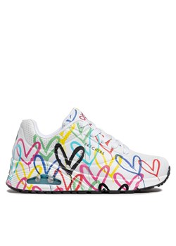 Sneakersy Skechers Uno Spread The Love 55507/WMLT Biały ze sklepu eobuwie.pl w kategorii Buty sportowe damskie - zdjęcie 182059281