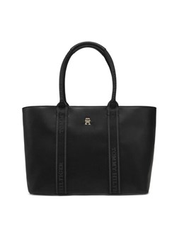 Torebka Tommy Hilfiger Th Logotape Tote AW0AW17198 Czarny ze sklepu eobuwie.pl w kategorii Torebki damskie - zdjęcie 182062054