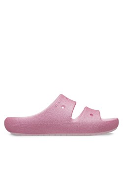 Klapki Crocs Classic Glitter Sandal v2 K 209705 Różowy ze sklepu eobuwie.pl w kategorii Klapki dziecięce - zdjęcie 182072042