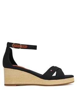 Espadryle Tommy Hilfiger Flag Criss-Cros Mid Wedge Espad FW0FW08481 Czarny ze sklepu eobuwie.pl w kategorii Espadryle damskie - zdjęcie 182072873
