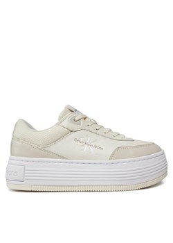 Sneakersy Calvin Klein Jeans Bold Flatf Low Lace Mix Ml Fad YW0YW01316 Beżowy ze sklepu eobuwie.pl w kategorii Buty sportowe damskie - zdjęcie 182074262