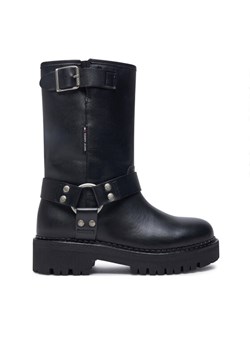 Botki Tommy Jeans Tjw Urban Biker Boot Leather EN0EN02728 Czarny ze sklepu eobuwie.pl w kategorii Botki - zdjęcie 182076492