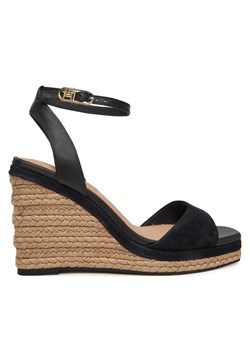 Espadryle Tommy Hilfiger Leather & Suede High Wedge Espad FW0FW08803 Czarny ze sklepu eobuwie.pl w kategorii Espadryle damskie - zdjęcie 182077154