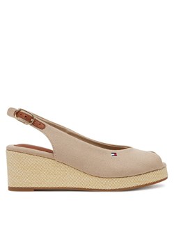 Sandały Tommy Hilfiger Flag Mid Wedge Espad Slingback FW0FW08595 Beżowy ze sklepu eobuwie.pl w kategorii Sandały damskie - zdjęcie 182077420