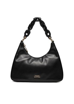 Torebka Tommy Hilfiger Soft Leather Shoulder Bag AW0AW16293 Czarny ze sklepu eobuwie.pl w kategorii Torebki damskie - zdjęcie 182078563