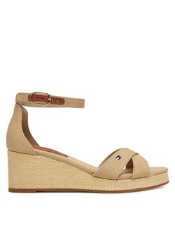Espadryle Tommy Hilfiger Flag Criss-Cros Mid Wedge Espad FW0FW08481 Beżowy ze sklepu eobuwie.pl w kategorii Espadryle damskie - zdjęcie 182081711