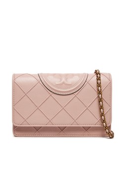 Torebka Tory Burch Fleming Soft Polished Grain Chain Wallet 158604 Różowy ze sklepu eobuwie.pl w kategorii Kopertówki - zdjęcie 182083293