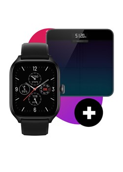 Zestaw smartwatch z wagą Smart Scale Amazfit Gts 4 A2168 Czarny ze sklepu eobuwie.pl w kategorii Zegarki - zdjęcie 182083334