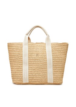Torebka Tommy Hilfiger Th Spring Logo Tote AW0AW17196 Beżowy ze sklepu eobuwie.pl w kategorii Torby Shopper bag - zdjęcie 182086872