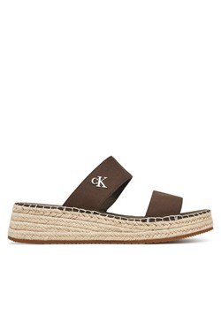 Espadryle Calvin Klein Jeans Sporty Rope Mg Lth Webbing YW0YW01704 Brązowy ze sklepu eobuwie.pl w kategorii Espadryle damskie - zdjęcie 182091024