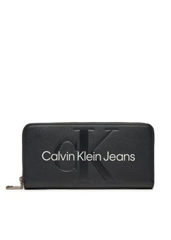 Duży Portfel Damski Calvin Klein Jeans Sculpted Mono Zip Around Mono K60K607634 Czarny ze sklepu eobuwie.pl w kategorii Portfele damskie - zdjęcie 182098652