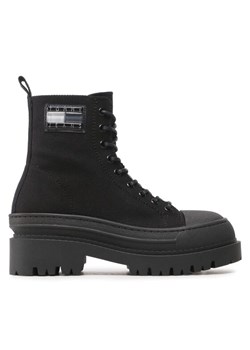 Botki Tommy Hilfiger Tjw Foxing Canvas EN0EN02216 Czarny ze sklepu eobuwie.pl w kategorii Workery damskie - zdjęcie 182099301