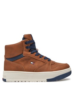 Sneakersy Tommy Hilfiger Mid Cutlace-Up Sneaker T3X9-33641-1351 M Brązowy ze sklepu eobuwie.pl w kategorii Buty sportowe dziecięce - zdjęcie 182099390