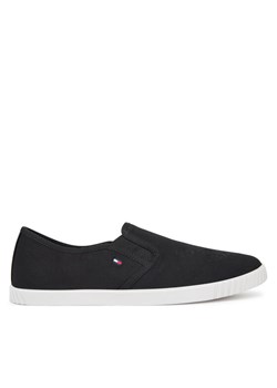 Tenisówki Tommy Hilfiger Canvas Slip-On Sneaker FW0FW08640 Czarny ze sklepu eobuwie.pl w kategorii Trampki damskie - zdjęcie 182099444