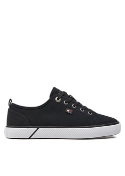 Tenisówki Tommy Hilfiger Vulc Canvas Sneaker FW0FW08063 Czarny ze sklepu eobuwie.pl w kategorii Trampki damskie - zdjęcie 182100334