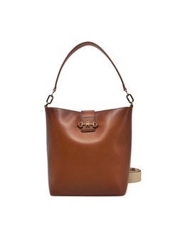 Torebka Tommy Hilfiger Heritage Leather Bucket Burn AW0AW17397 Brązowy ze sklepu eobuwie.pl w kategorii Torby Shopper bag - zdjęcie 182105374