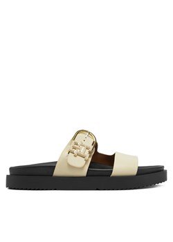 Klapki Tommy Hilfiger FW0FW08512 Écru ze sklepu eobuwie.pl w kategorii Klapki damskie - zdjęcie 182106584