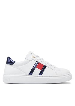 Sneakersy Tommy Hilfiger Flag Low Cut Lace-Up Sneaker T3A9-33538-1351 S Biały ze sklepu eobuwie.pl w kategorii Buty sportowe dziecięce - zdjęcie 182108140