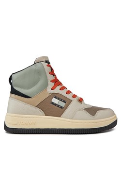 Sneakersy Tommy Jeans Tjm Basket Mid Leather EM0EM01258 Beżowy ze sklepu eobuwie.pl w kategorii Buty sportowe męskie - zdjęcie 182111650