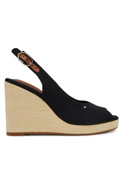 Espadryle Tommy Hilfiger Flag High Wedge Espad Slingback FW0FW08597 Czarny ze sklepu eobuwie.pl w kategorii Espadryle damskie - zdjęcie 182115072