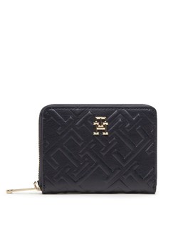 Portfel damski Tommy Hilfiger Iconic Tommy Med Za Mono AW0AW14342 Granatowy ze sklepu eobuwie.pl w kategorii Portfele damskie - zdjęcie 182117551