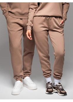 Klasyczne spodnie dresowe unisex ze ściągaczami – brązowe V16 OU-PSBC-0100 ze sklepu ombre w kategorii Spodnie męskie - zdjęcie 182591731