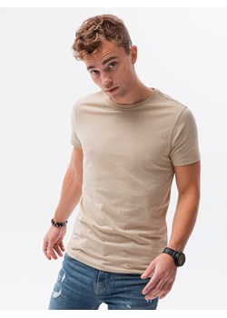 T-shirt męski bawełniany BASIC - piaskowy V11 S1370 ze sklepu ombre w kategorii T-shirty męskie - zdjęcie 182591732